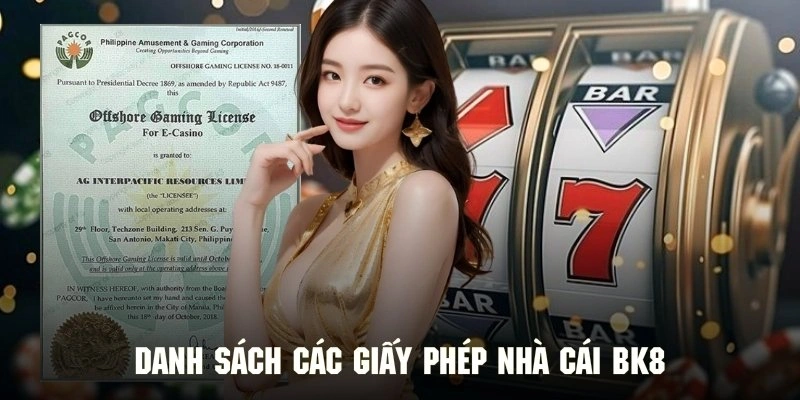 Những chứng từ hoạt động mà BK8 đang sở hữu